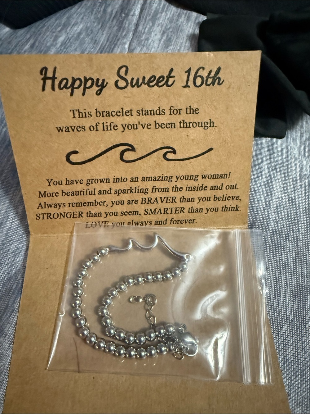 TOVE Happy 16th Silver Beaded Bracelet